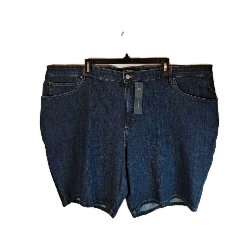 Lee Women's Bermuda Shorts Size 26W Relaxed Fit Mid-rise Lagoon 10
